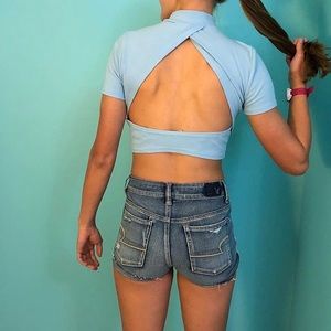 Light blue crop top